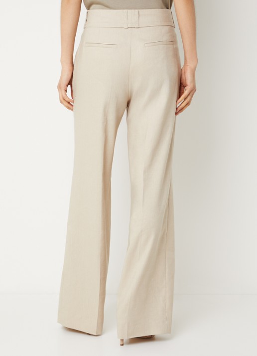 Claudia Sträter Mid waist straight leg pantalon met steekzakken - achterkant 3 beige