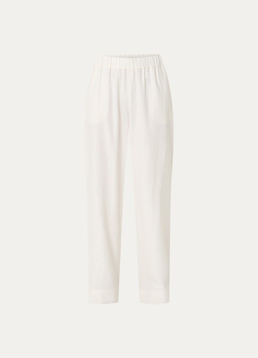 Claudia Sträter Mid waist wide fit broek met steekzakken - voorkant 3 gebroken wit