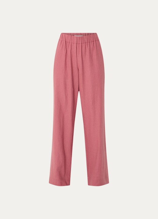 Claudia Sträter Mid waist wide fit broek met steekzakken - voorkant 3 oudroze