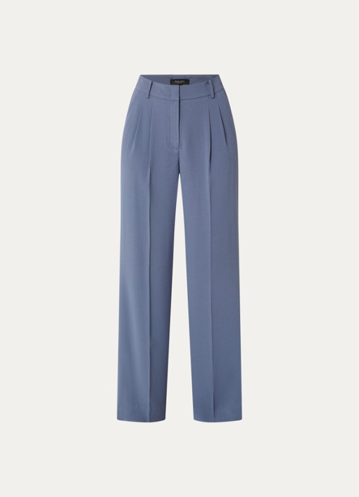 Claudia Sträter Mid waist wide fit pantalon met steekzakken - voorkant 2 staalblauw
