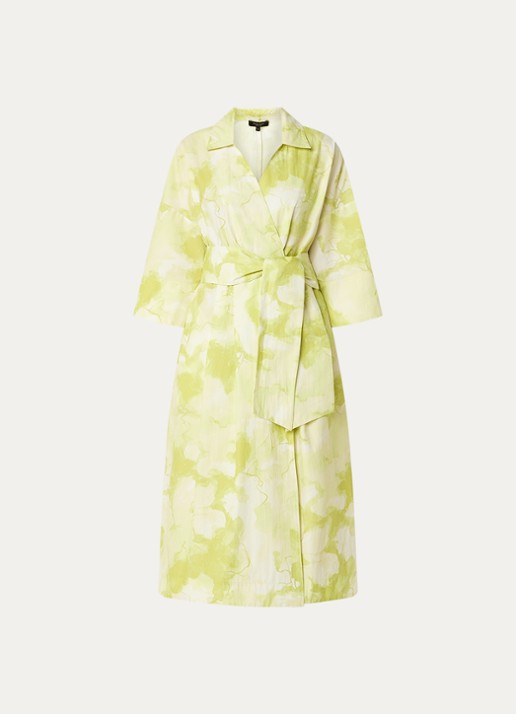 Claudia Sträter Midi A-lijn blousejurk met tie-dye dessin - voorkant neongroen