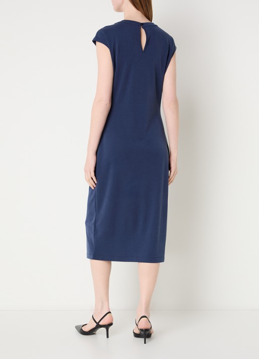 Claudia Sträter Midi asymmetrische kokerjurk met boothals - achterkant royalblauw