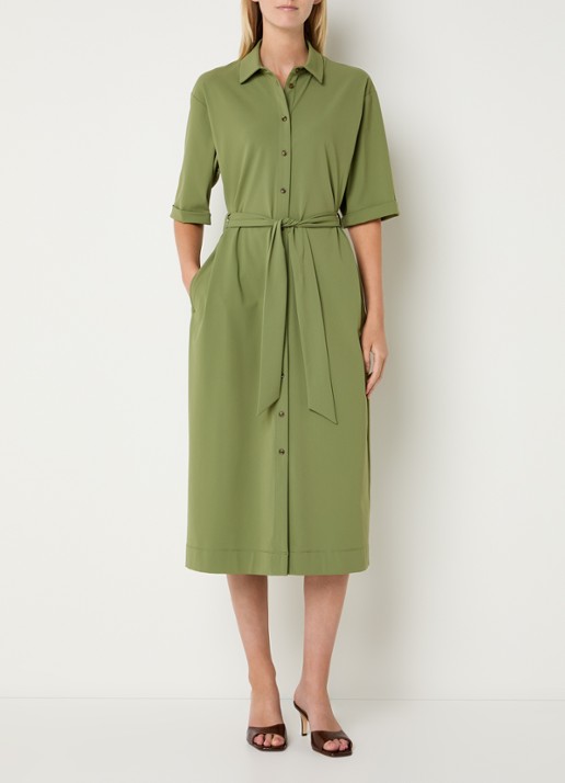 Claudia Sträter Midi blousejurk met strikceintuur