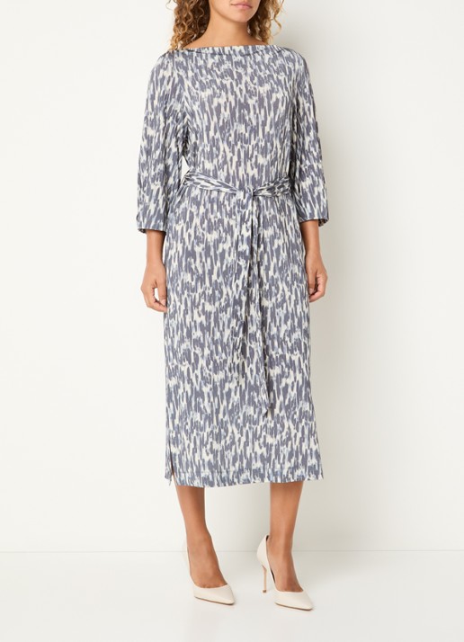 Claudia Sträter Midi jurk met print en ceintuur