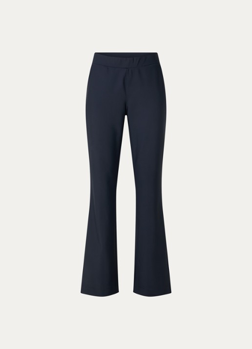 Claudia Sträter Noos high waist flared fit pantalon met steekzakken - voorkant donkerblauw