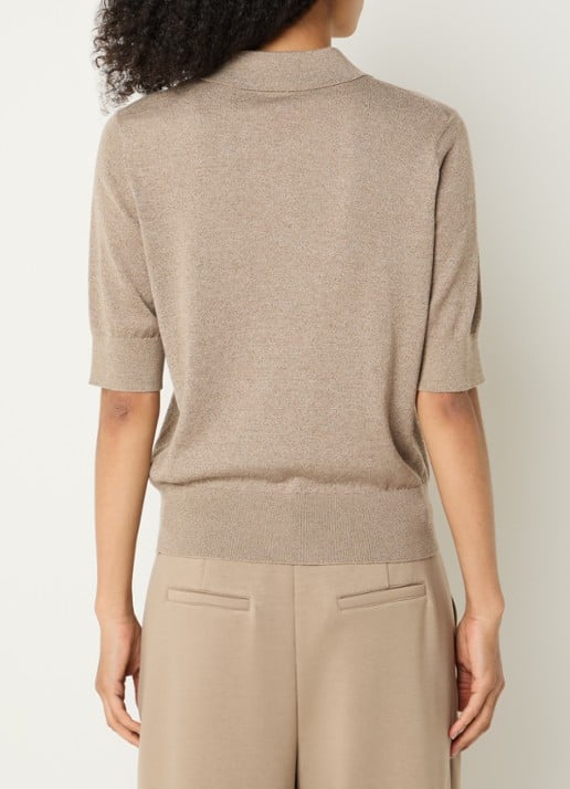 Claudia Sträter Pullover in wolblend met lurex en polokraag - achterkant 3 donkerbeige