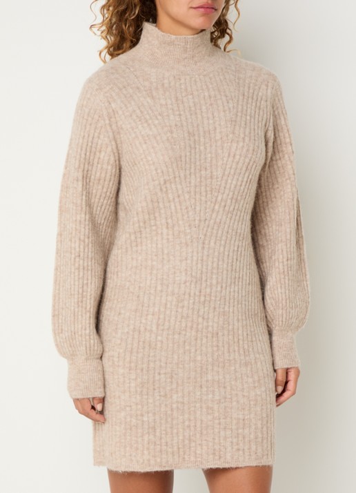 Claudia Sträter Ribgebreide mini jurk in alpaca wolblend
