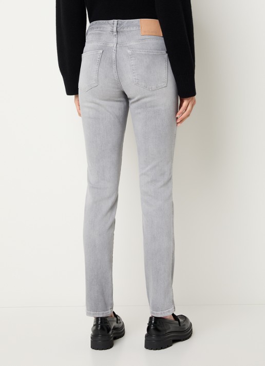 Claudia Sträter Sue mid waist slim fit jeans met gekleurde wassing - achterkant 5 lichtgrijs