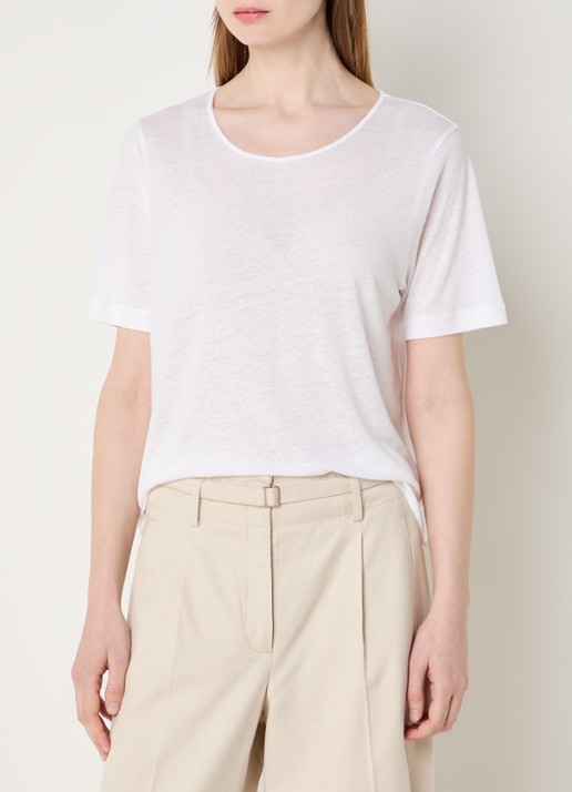 Claudia Sträter T-shirt in linnenblend met V-hals
