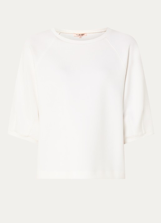 Claudia Sträter T-shirt met boothals - voorkant wit