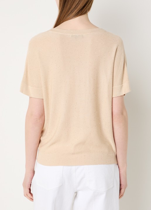 Claudia Sträter T-shirt met pailletten en V-hals - achterkant 3 grijsmele