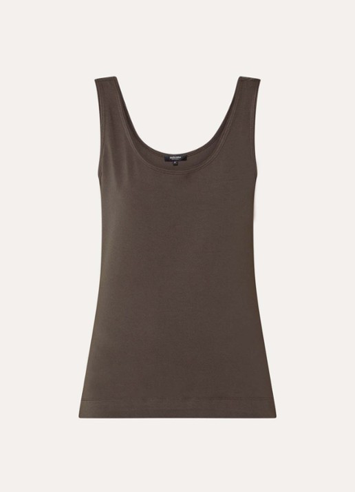 Claudia Sträter Tanktop met ronde hals - voorkant chocoladebruin