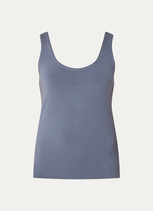 Claudia Sträter Tanktop met ronde hals - voorkant staalblauw