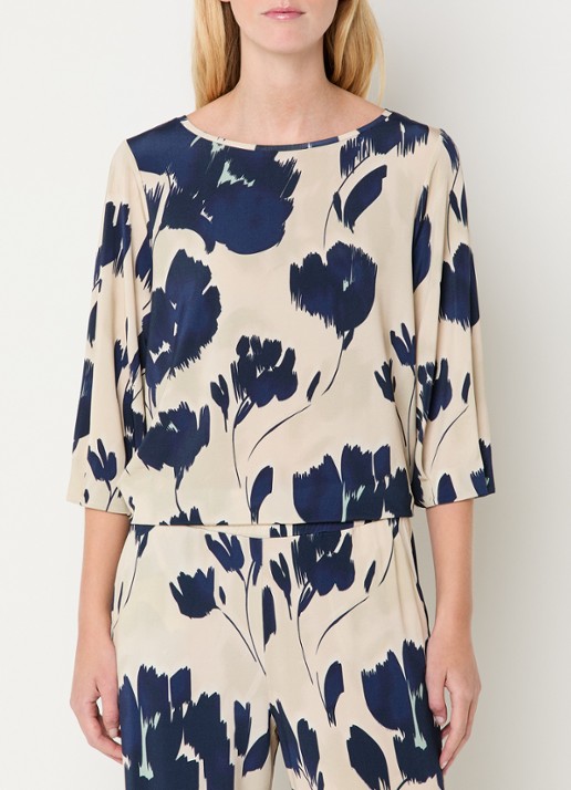 Claudia Sträter Top met bloemenprint en boothals