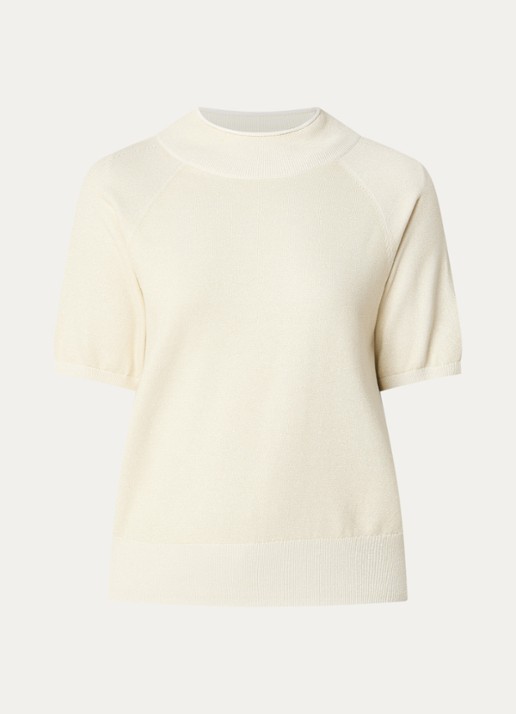Claudia Sträter Top met metallic finish - voorkant 2 gebroken wit
