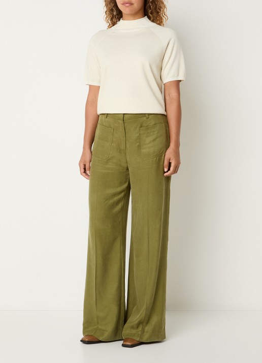 Claudia Sträter Top met metallic finish - voorkant 3 gebroken wit