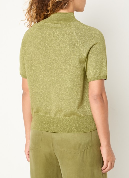 Claudia Sträter Top met metallic finish - achterkant 4 mosgroen