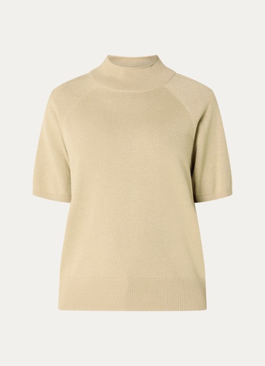 Claudia Sträter Top met metallic finish - voorkant goud