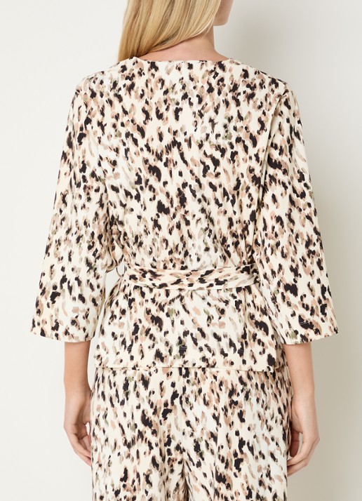 Claudia Sträter Top met print en strikceintuur - achterkant 2 creme