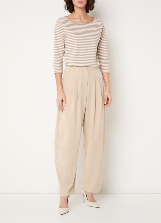 Claudia Sträter Top met streepprint - voorkant 2 khaki