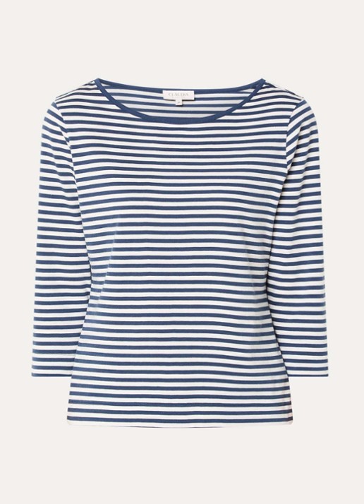 Claudia Sträter Top met streepprint - voorkant indigo