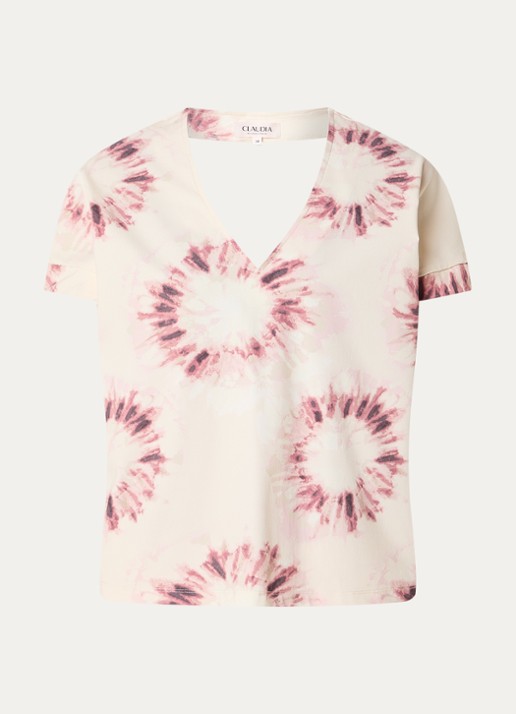 Claudia Sträter Top met tie-dye dessin - voorkant 2 ivoor