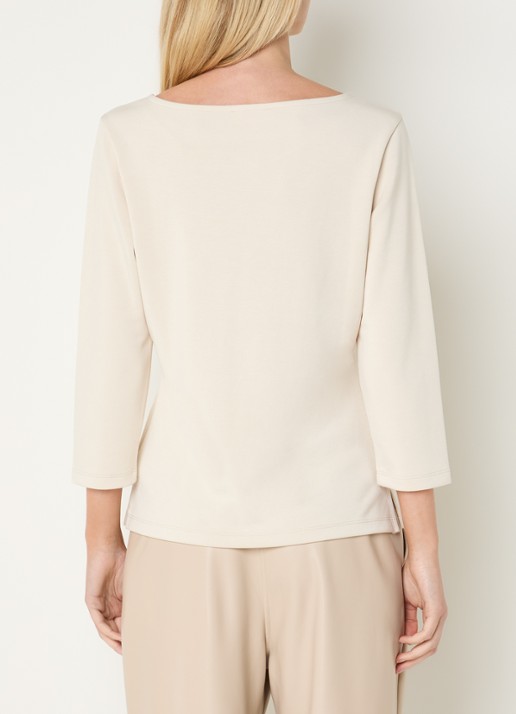 Claudia Sträter Top van jersey met gedrapeerd detail - achterkant beige
