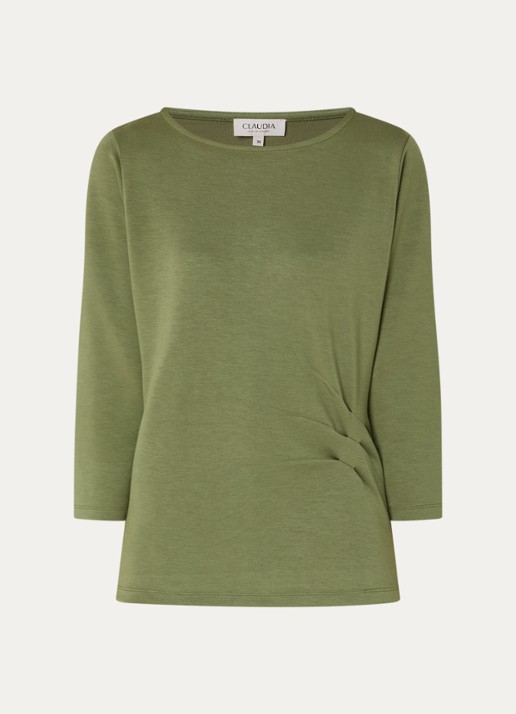 Claudia Sträter Top van jersey met gedrapeerd detail - voorkant 3 groen