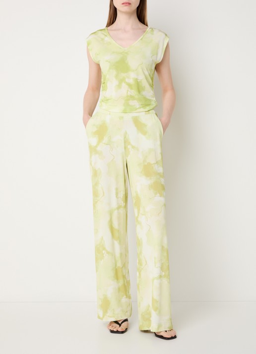 Claudia Sträter Top van jersey met tie-dye print - voorkant 2 neongroen