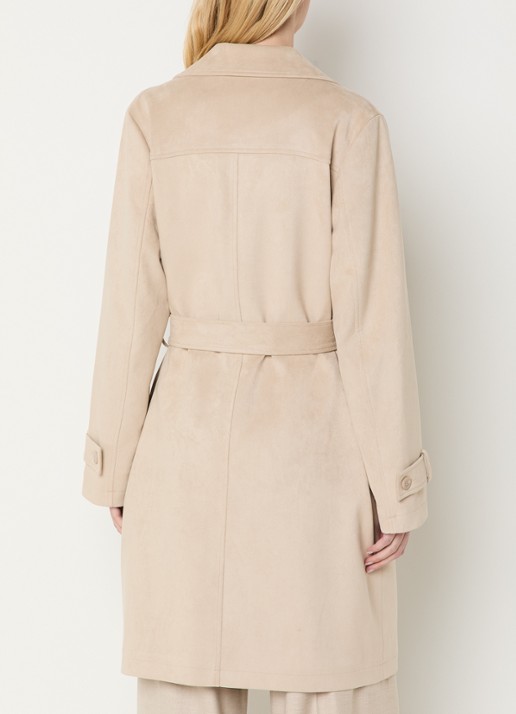 Claudia Sträter Trenchcoat van imitatiesuède met steekzakken - achterkant 4 beige