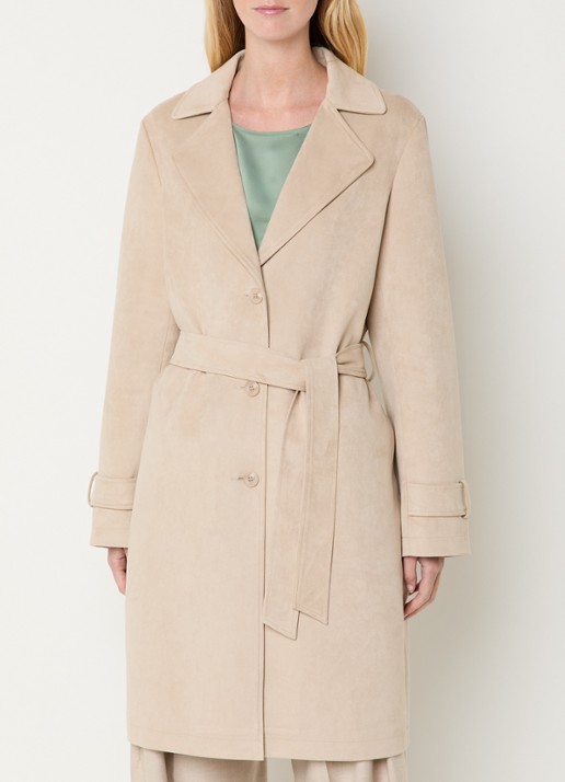 Claudia Sträter Trenchcoat van imitatiesuède met steekzakken