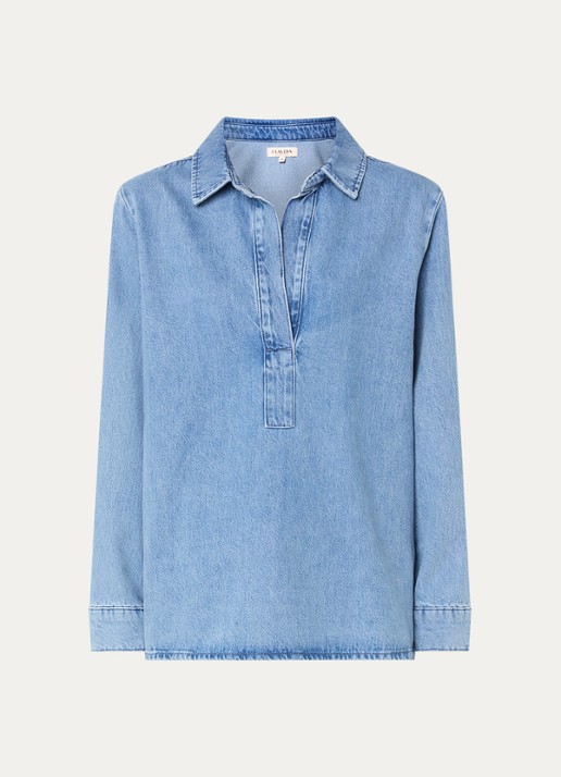 Claudia Sträter Tuniek van denim met kraag - voorkant 2 indigo