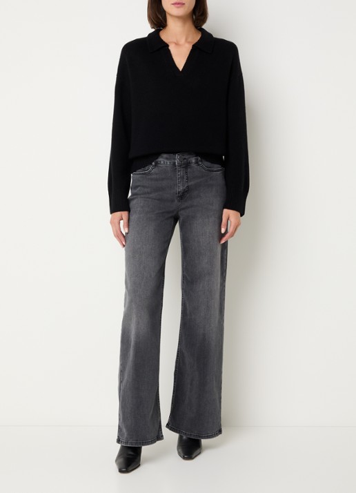 Claudia Sträter Wies mid waist flared jeans met gekleurde wassing - voorkant 3 donkergrijs