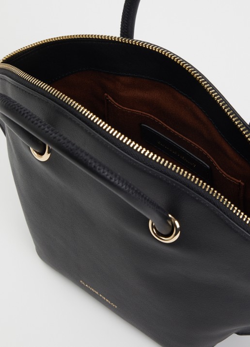 Claudie Pierlot Albi handtas van kalfsleer met verstelbare schouderriem - detail 3 zwart