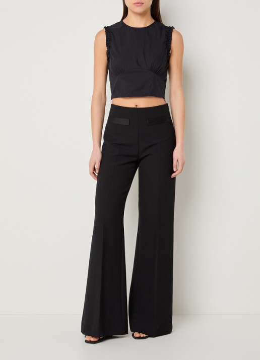 Claudie Pierlot Albina crop top met ruches - voorkant 2 donkerblauw
