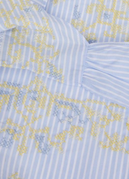 Claudie Pierlot Amalya bandana met borduring - detail 3 lichtblauw