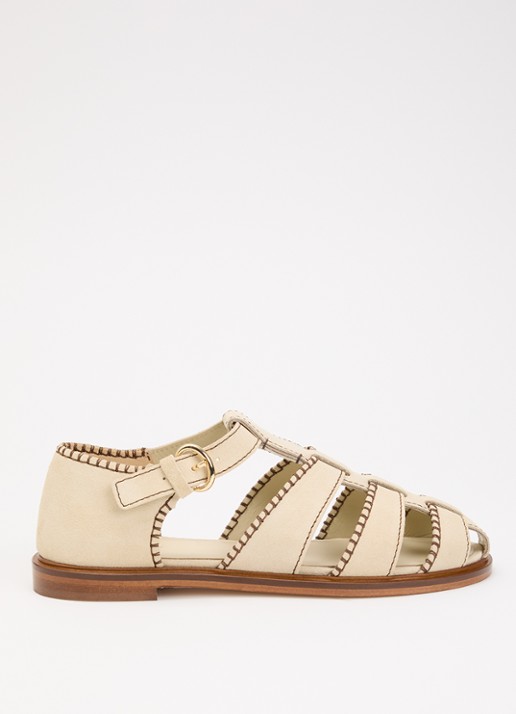 Claudie Pierlot Amarante sandaal van suède - voorkant 6 gebroken wit