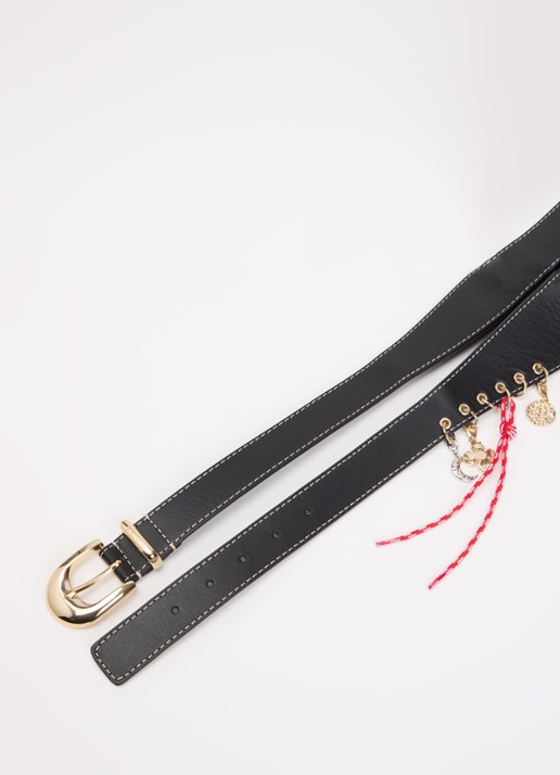 Claudie Pierlot Angele riem van kalfsleer - detail 2 zwart