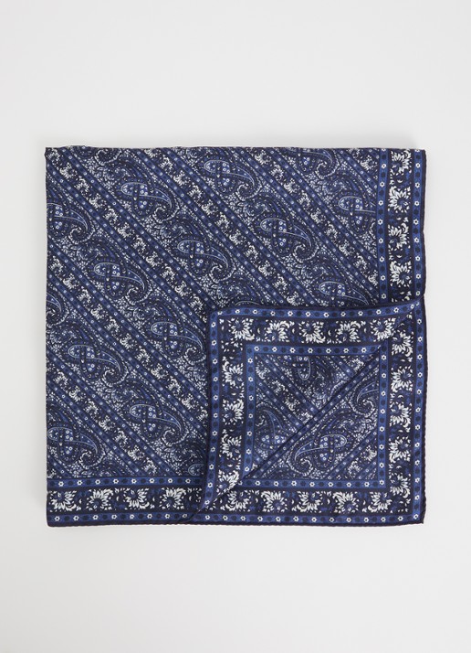 Claudie Pierlot Anorabandana sjaal met paisley dessin 67 x 67 cm - voorkant blauw