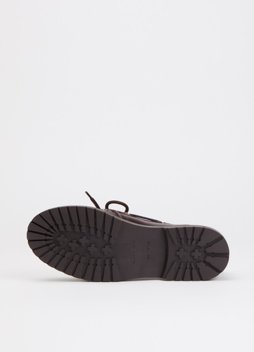 Claudie Pierlot Audrey bootschoen van leer met franjes - detail 3 chocoladebruin
