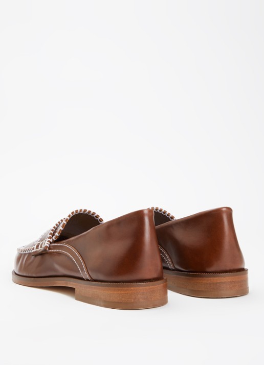 Claudie Pierlot Audy loafer van kalfsleer  - achterkant 5 kastanjebruin