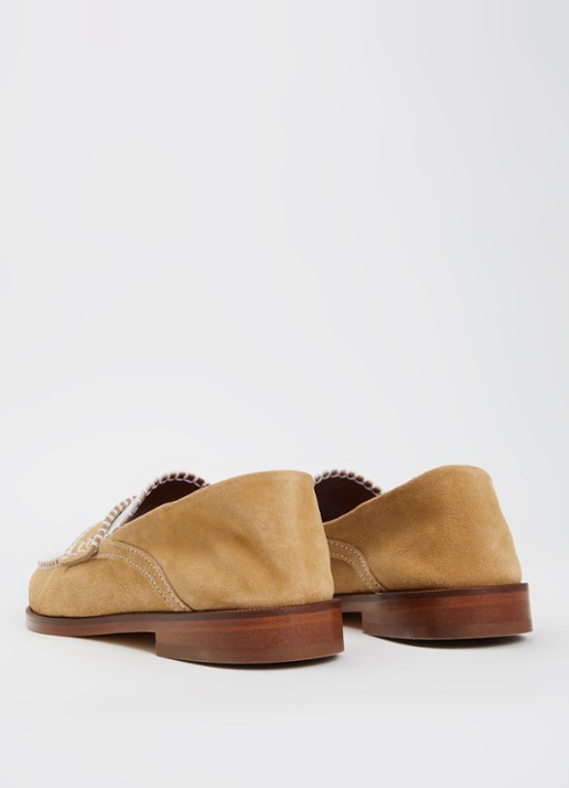 Claudie Pierlot Audy loafer van kalfssuède - achterkant 5 beige