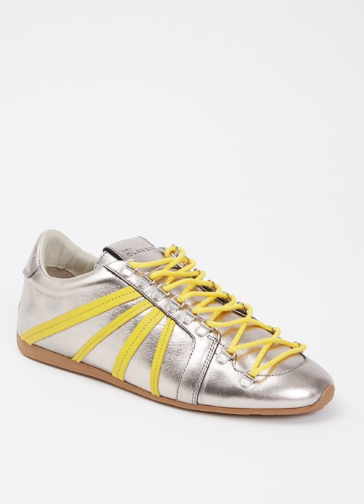 Claudie Pierlot Aureli sneaker van leer met metallic finish - voorkant 6 zilver