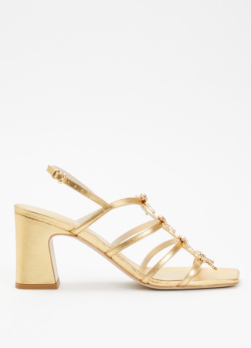 Claudie Pierlot Aurianne sandalette van leer met metallic finish