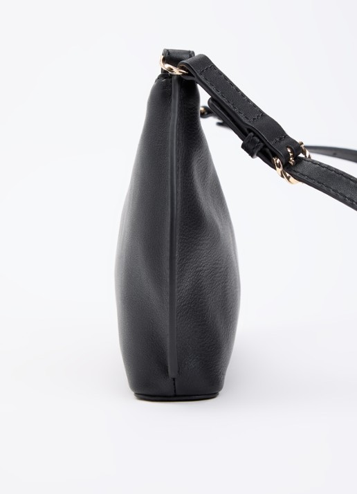 Claudie Pierlot Azur schoudertas van kalfsleer met verstelbare schouderriem - detail 3 zwart