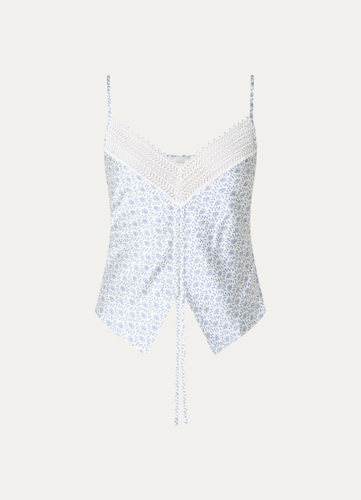 Claudie Pierlot Bambi tanktop met print en plooidetail - voorkant 3 blauw