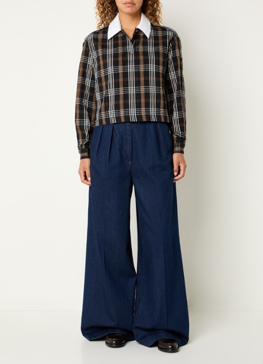 Claudie Pierlot Barbara top met ruitdessin - voorkant 4 zwart