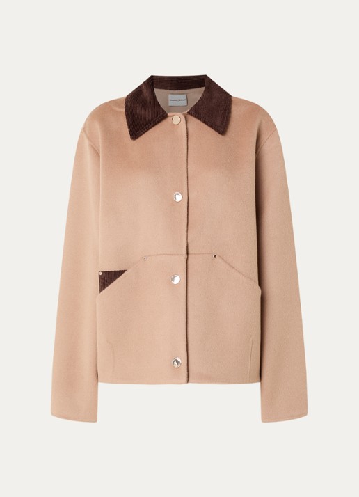 Claudie Pierlot Barn jack in wolblend met opgestikte zakken - voorkant 3 camel