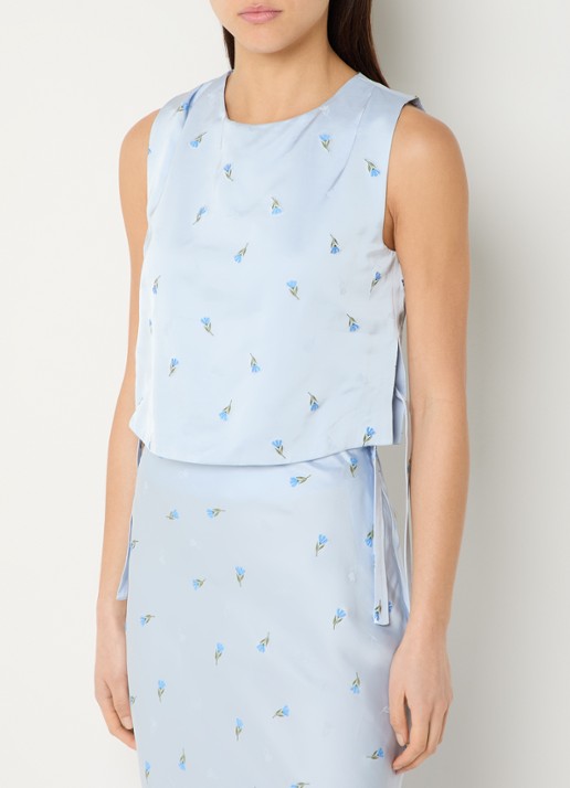 Claudie Pierlot Betsy mouwloze top van satijn met bloemborduring