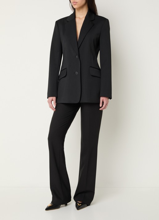 Claudie Pierlot Blazer in scheerwolblend met klepzakken - voorkant 3 zwart
